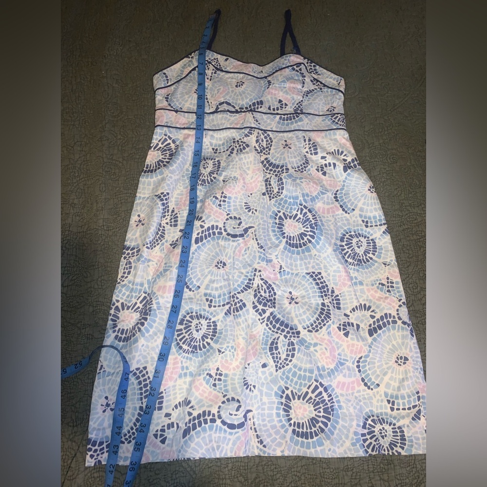 Vineyard Vines Blue and Pink Mosaic Midi Dress size 8 M-L great vacation dress - Picture 4 of 7